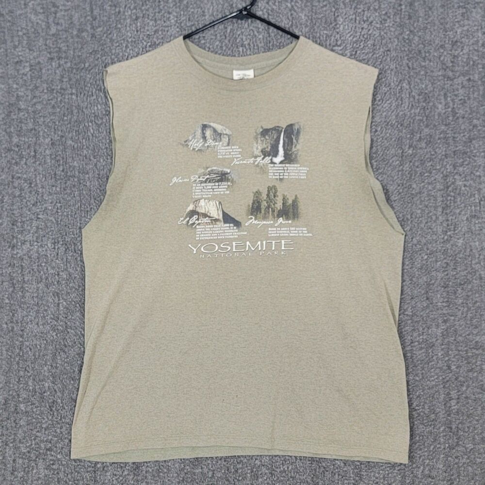 Yosemite National Park T-Shirt Mens XL Green Tank Top Sleeveless Graphic Tee